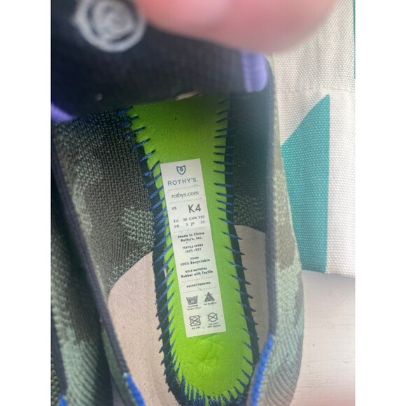 Rothy's The Loafer kids Size 4 Olive Camo Green Round Toe Flat Shoes RETIRED - Picture 4 of 5